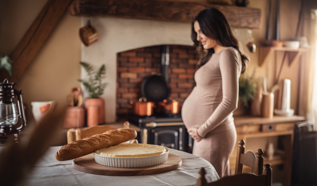 femme-enceinte-cuisine-fromage-baguette