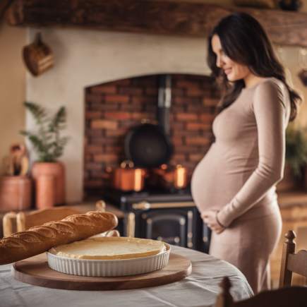 femme-enceinte-cuisine-fromage-baguette