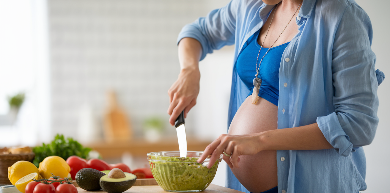 femme-enceinte-cuisine-preparation-guacamole